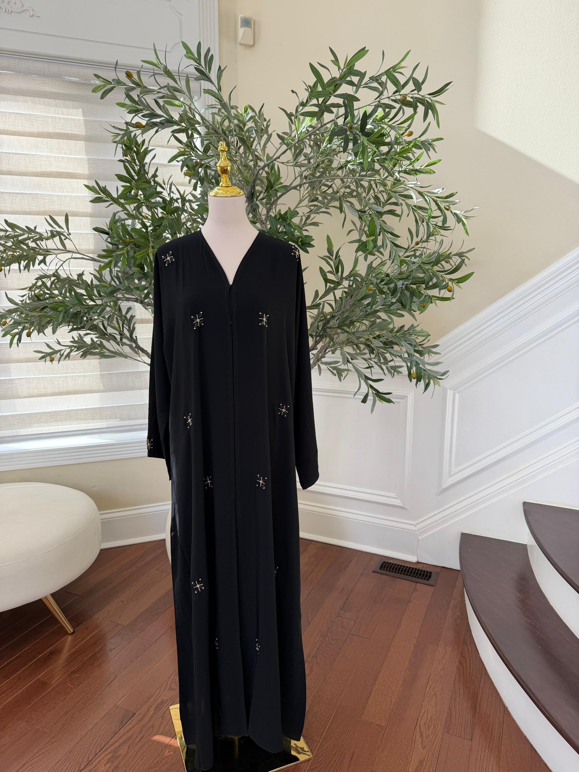 Nujum Ramadan Golden Embellished Black Abaya