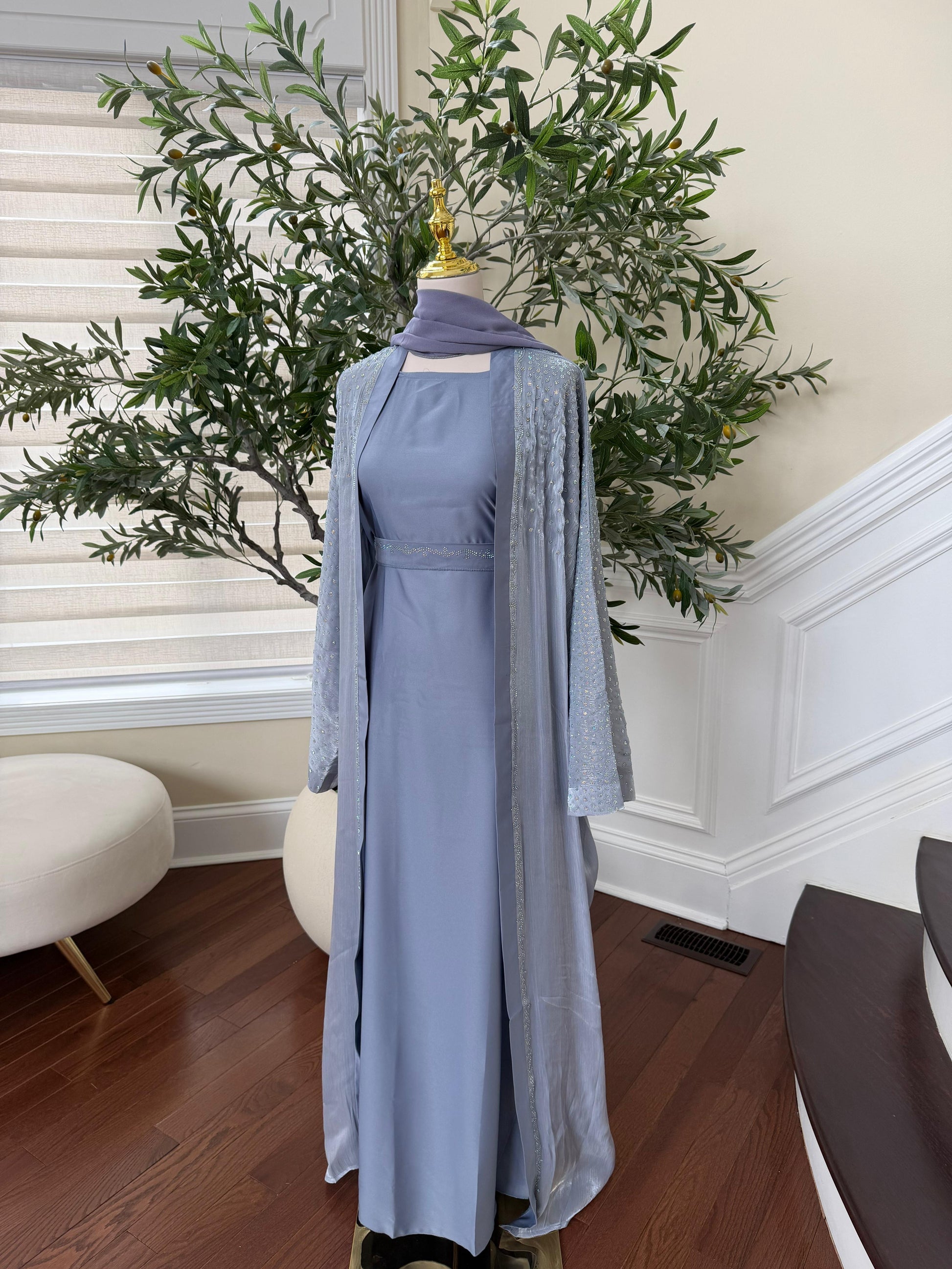 Blue Spark Crystal Abaya
