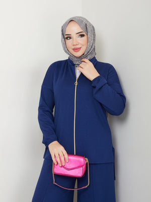 Two Piece Zipper Sweater Casual Set