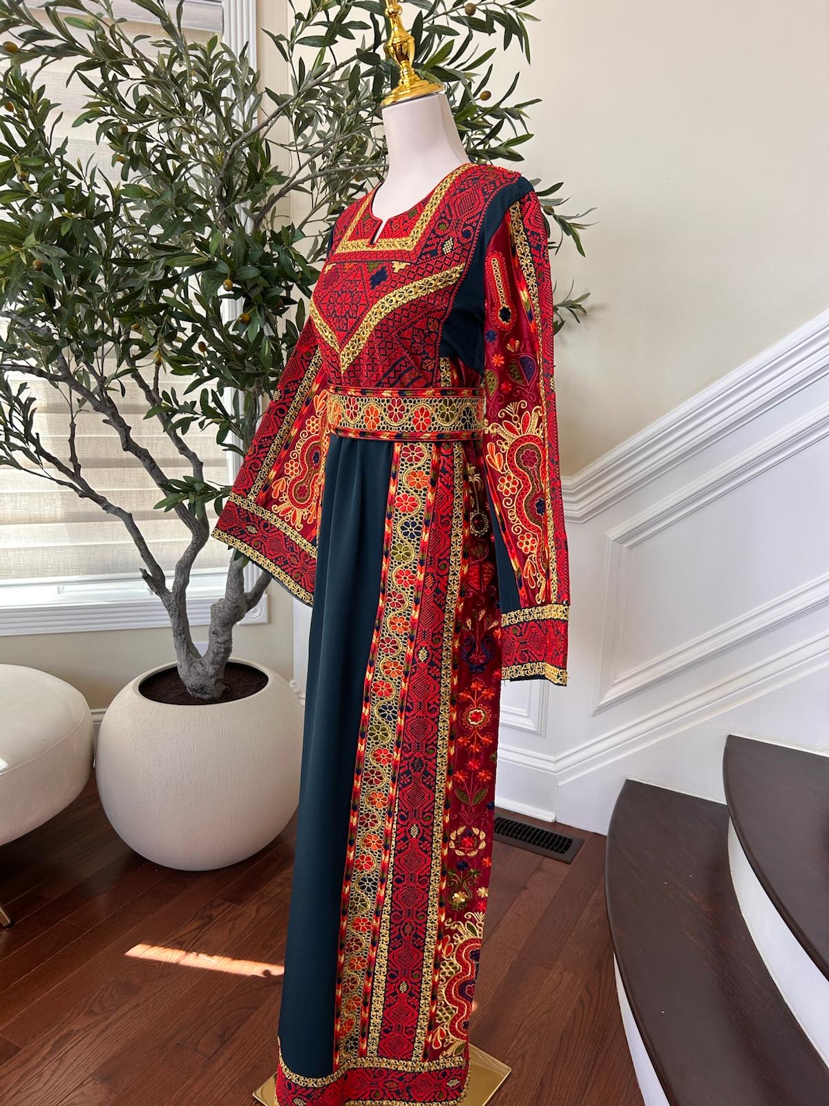 Emerald Green Tatreez Embroidery Thobe