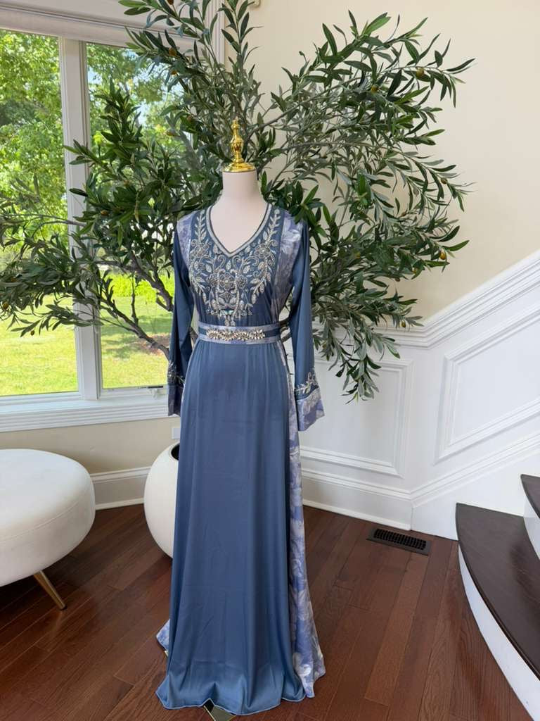 Ocean Breeze Embroidery Beaded Kuftan