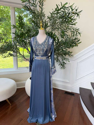 Ocean Breeze Embroidery Beaded Kuftan