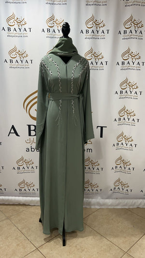 Mint and Silver Abaya