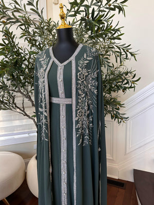 Emerald Green Royale Stone Beaded Kuftan