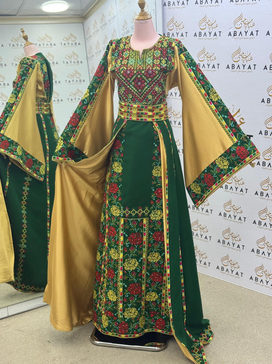 Emerald Royal Garden Thobe with Detached Overskirt