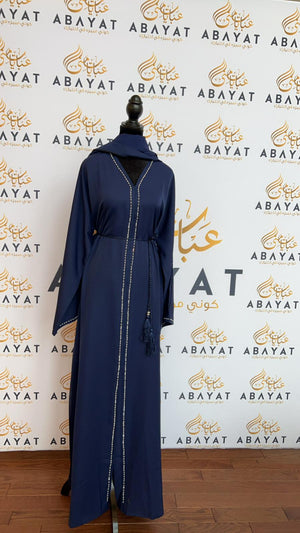 Elegant Blue Beaded Abaya