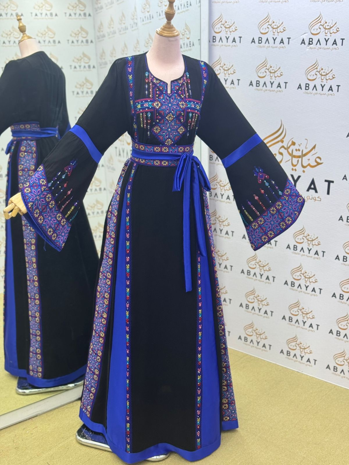 Black Embroidery Embellished Tatreez Thobe