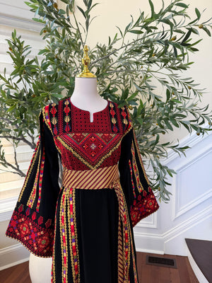 Black Embroidery Tatreez Traditional Thobe