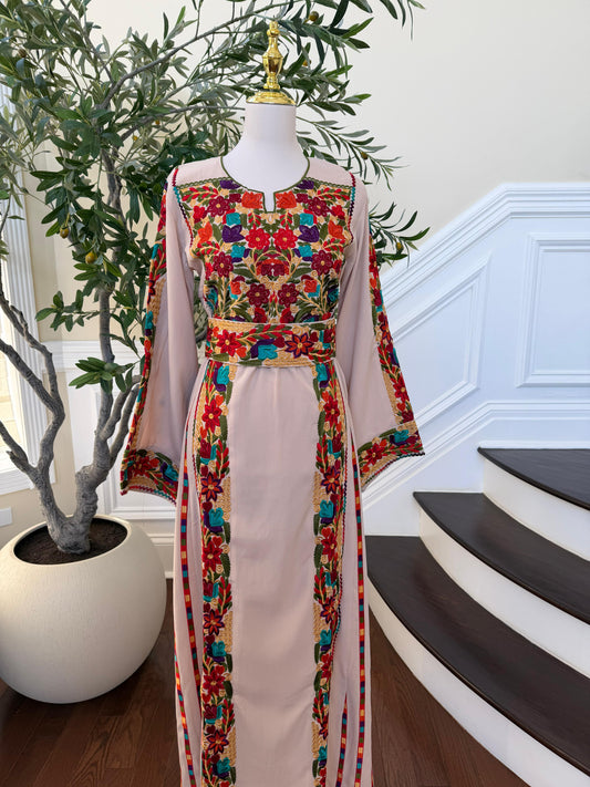 Cream Embroidery Tatreez Elegance Thobe