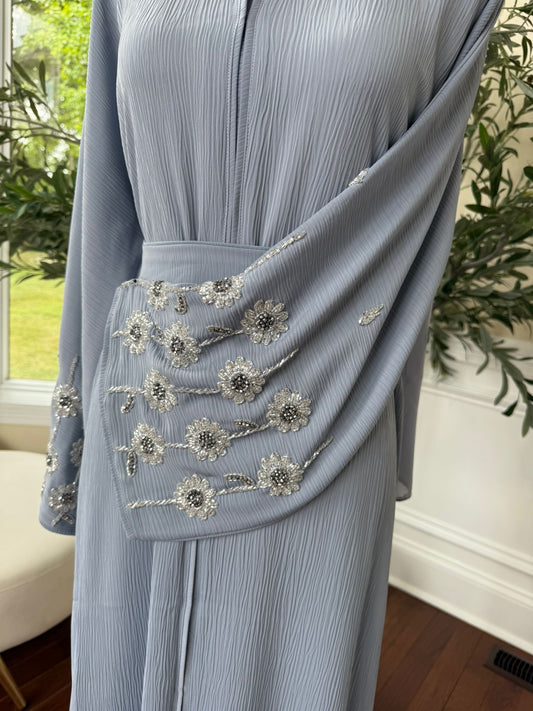 Baby Blue Sleeve Charm Abaya