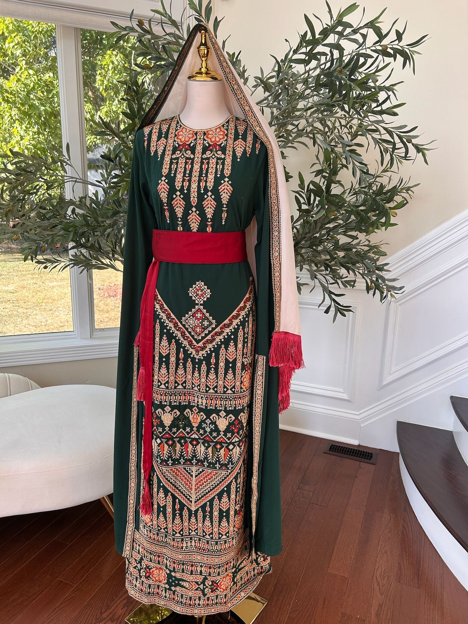 Embroidery Royal Tatreez Green Thobe