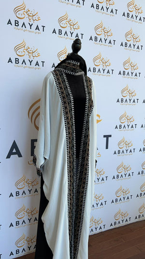 Black and White Open Abaya