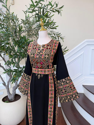 Black Embroidery Tatreez Beige Thobe