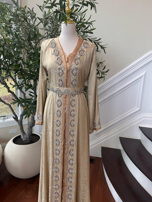 Golden Yellow Elegance Beaded Kuftan