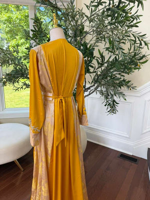 Yellow Beaded Embroidery Elegance Kuftan