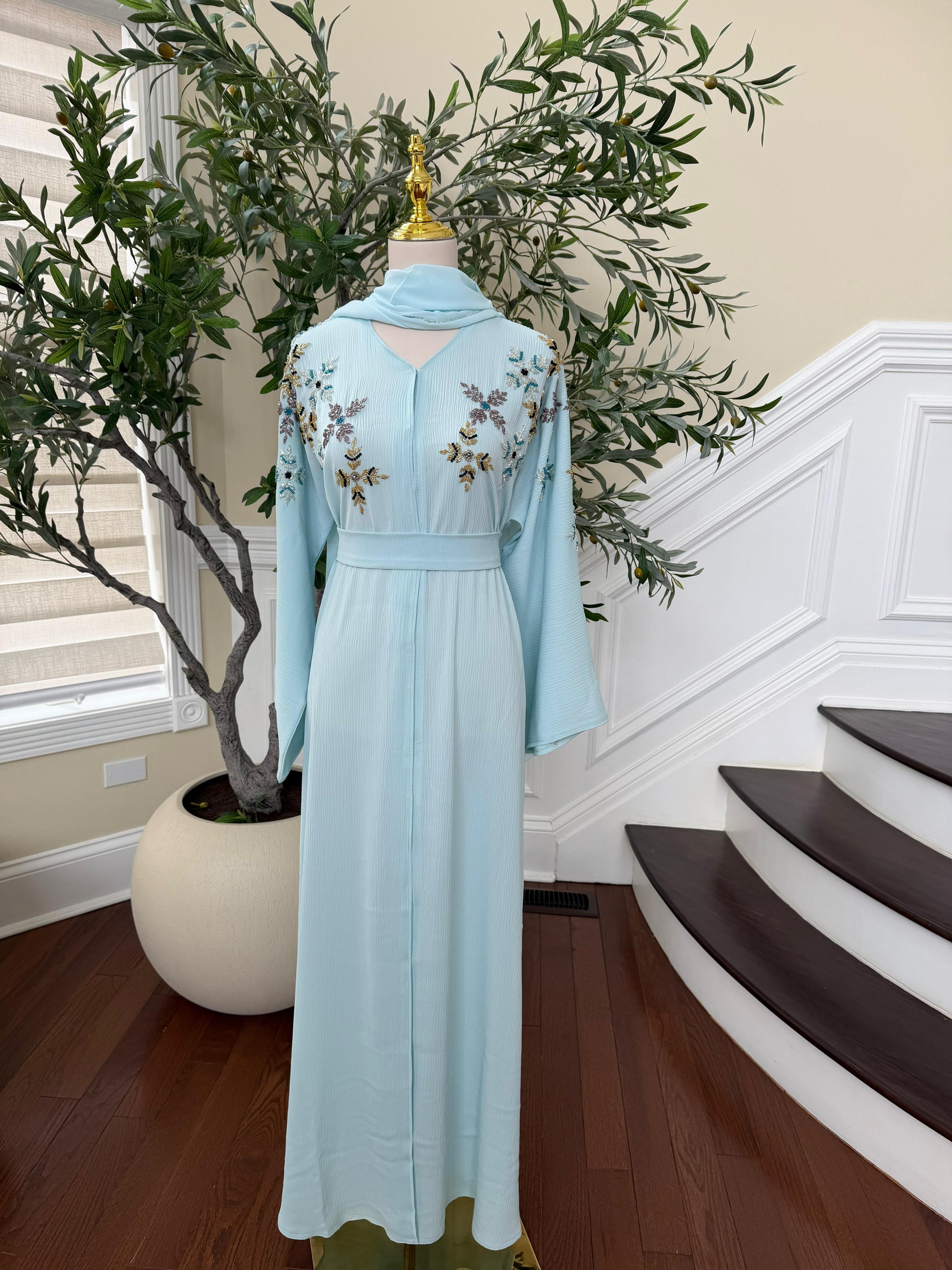 Ocean Breeze Beaded Abaya