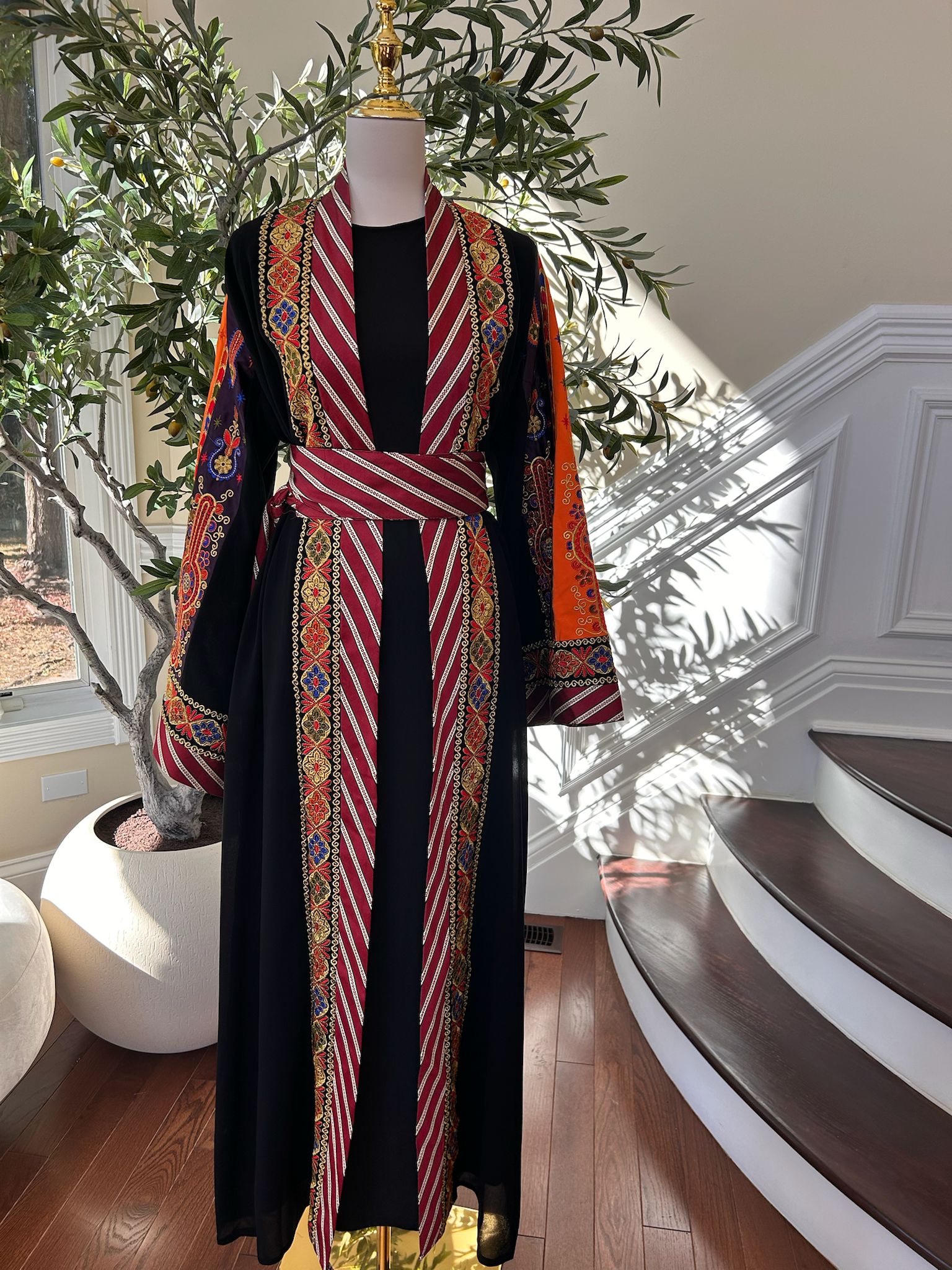 Black Embroidery Tatreez Embellished Thobe