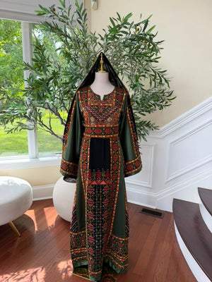 Green Embroidery Tatreez Orange Thobe