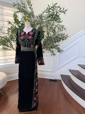 Black Velvet Stone Embellished Thobe