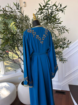 Turquoise Vine Golden Beaded Kuftan
