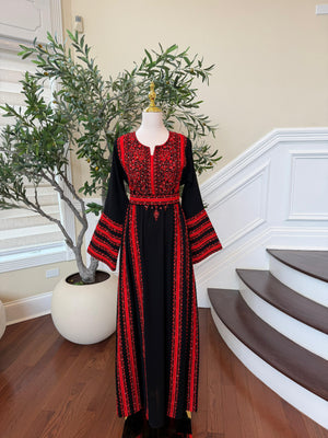 Black Embroidery Tatreez Red Heritage Thobe