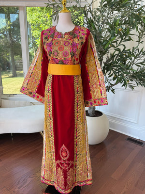 Burgundy Malaka Velvet Thobe