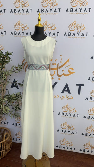 White Tatreez Charm Abaya