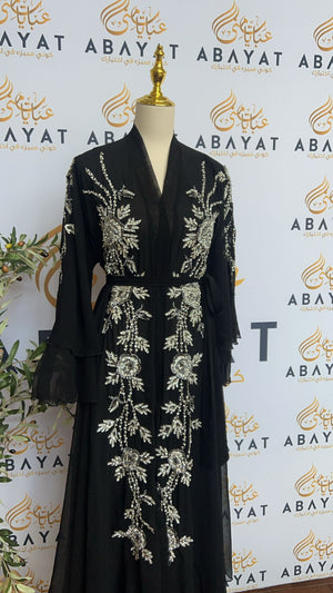 Elegant Ruffled Black Abaya