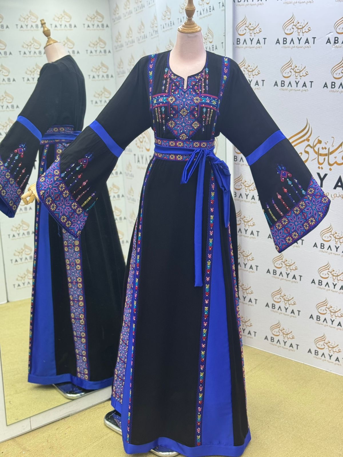 Black Embroidery Embellished Tatreez Thobe