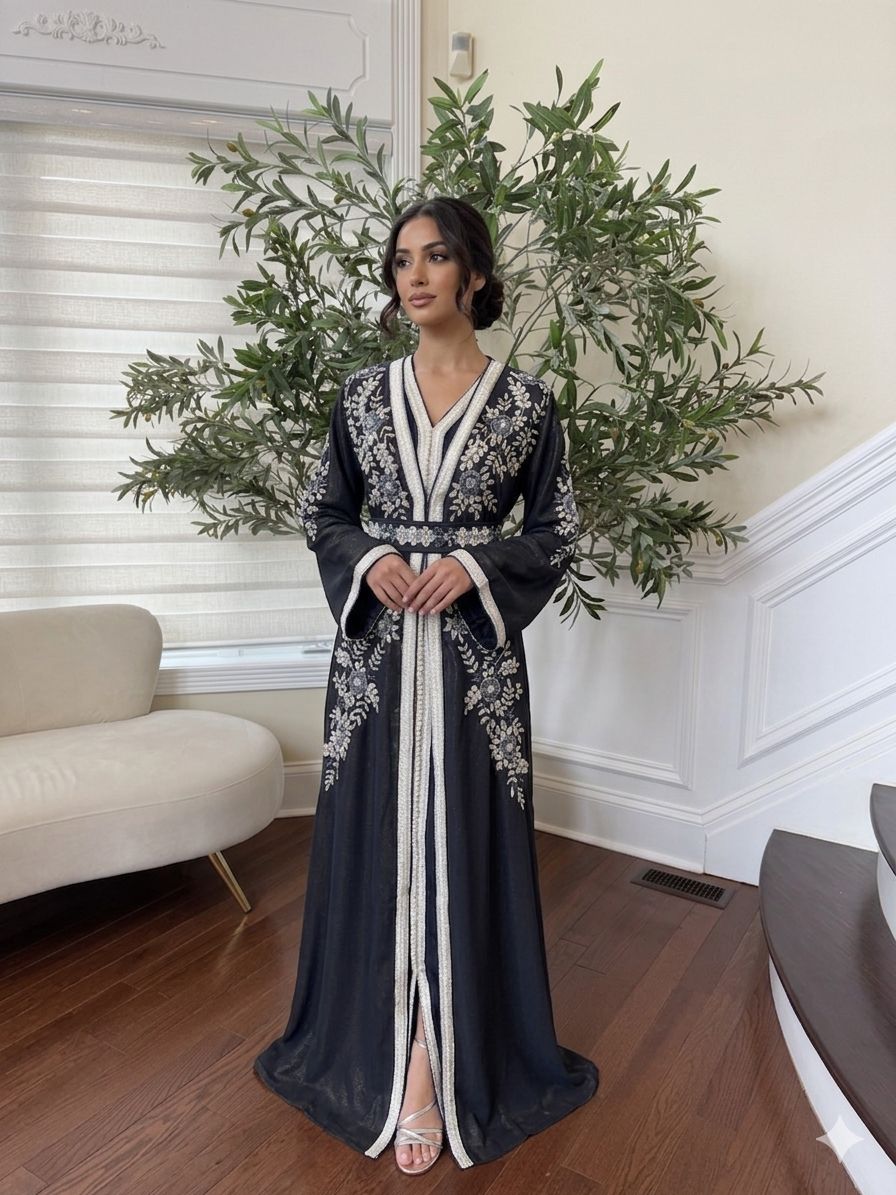 Blue Rose Beaded Royale Kuftan