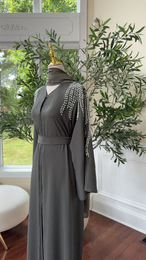 Olive Luxe Crystal Abaya
