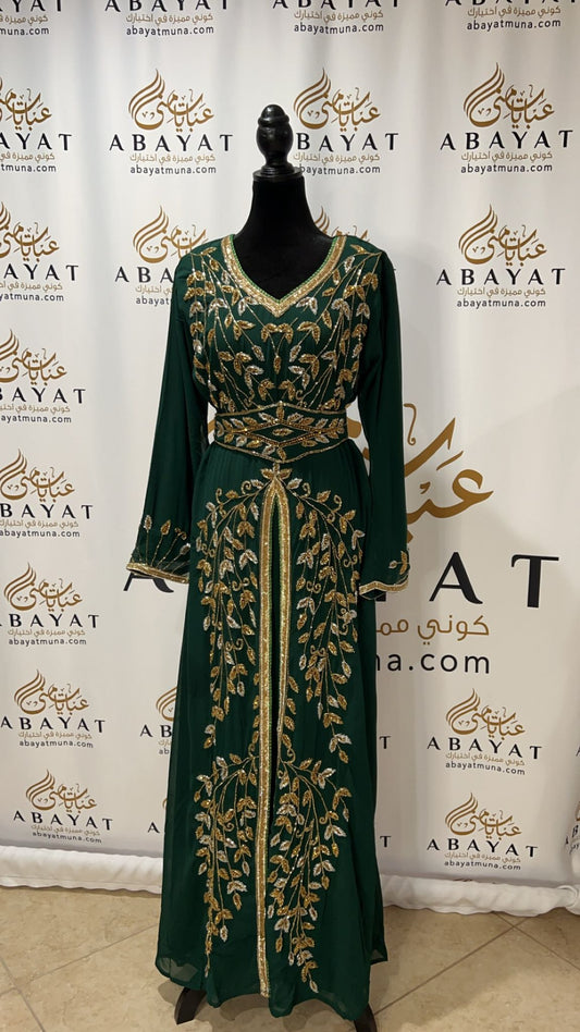 Elegant Green with Gold/ Silver Kuftan #9199092