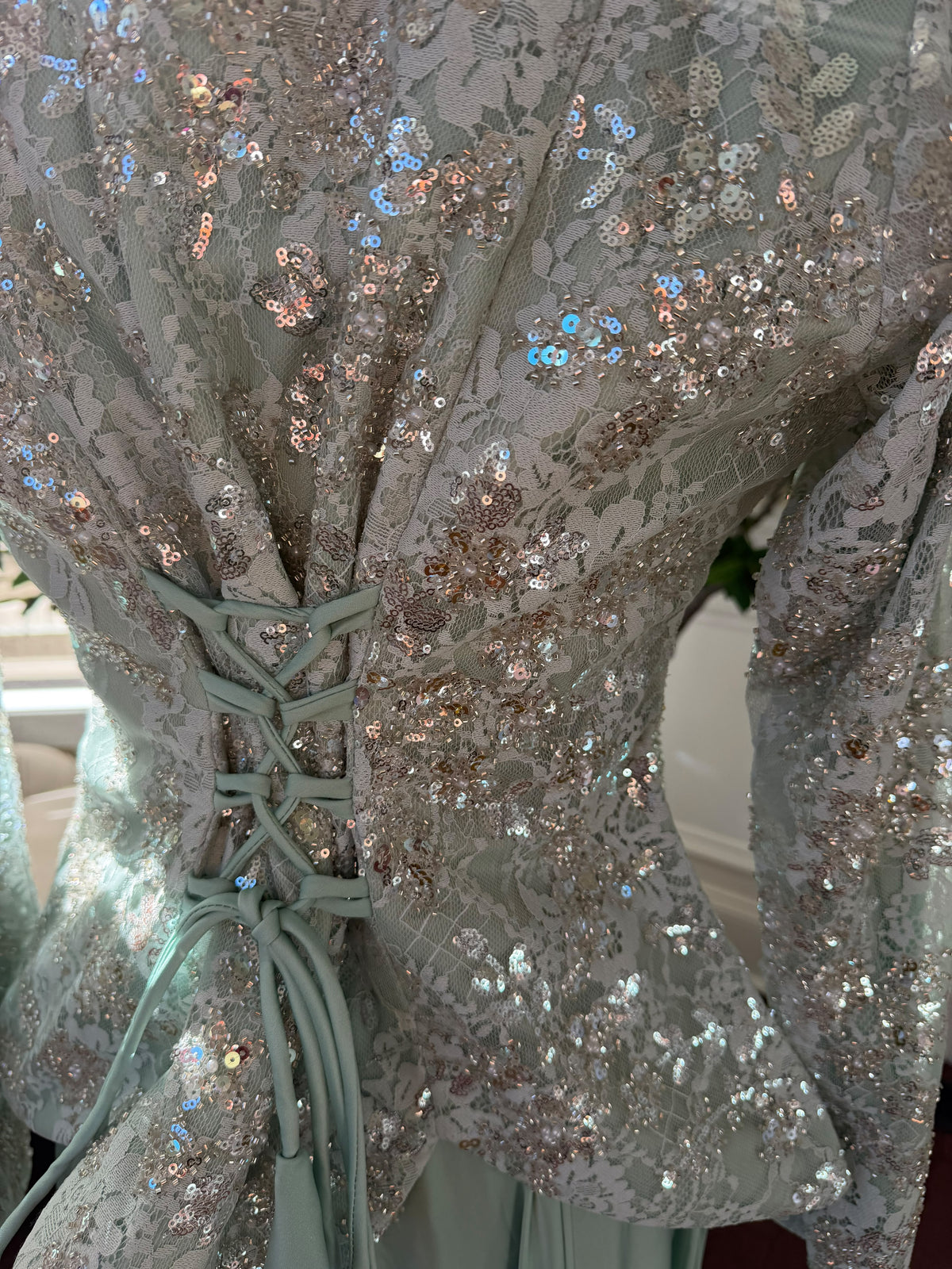 Elegant Mint Green Embellished Gown