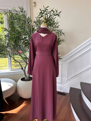 Pink Floral Sleeve Charm Abaya
