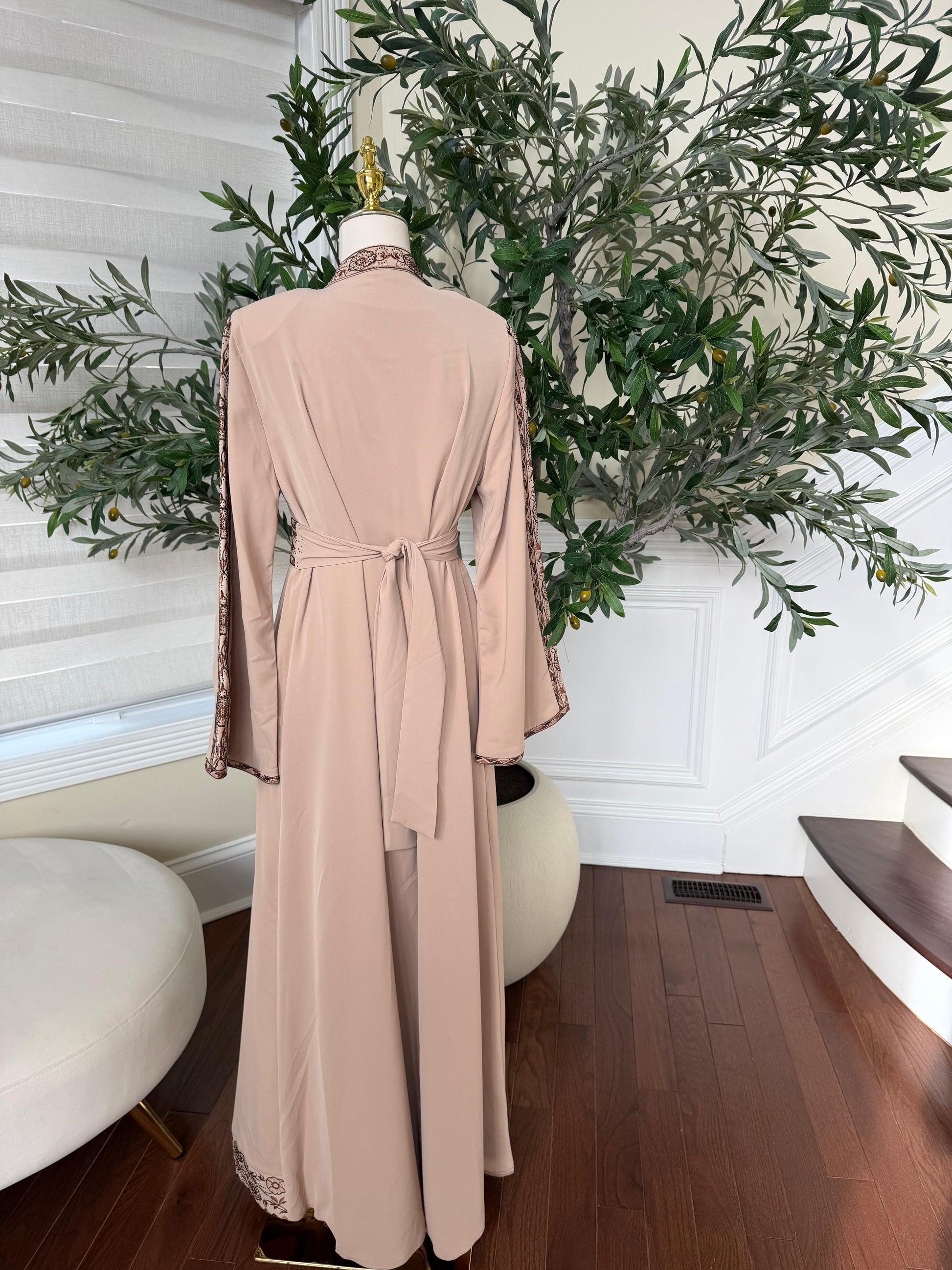 Tan Elegance Brown Tatreez Thobe