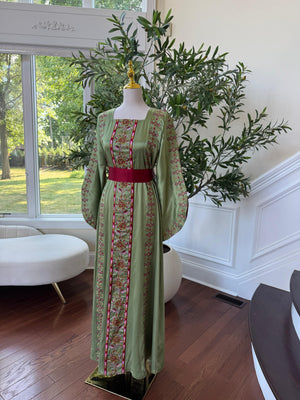 Green Satin Tatreez Thobe