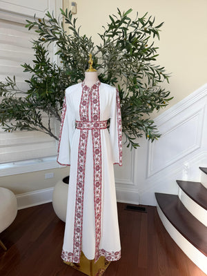 White Royale Red Tatreez Heritage Thobe