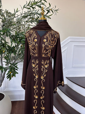 Brown Golden Detail Abaya