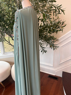 Mint Blue Silver Stone Elegance Kuftan