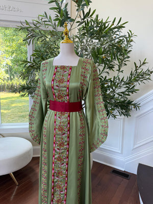 Green Satin Tatreez Thobe