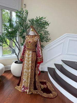 Royale Red Embroidery Tatreez Elegance Thobe