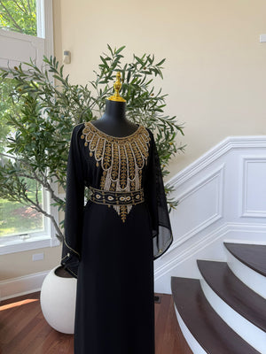 Black Beaded Kuftan Maxi Dress