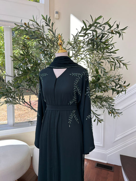Emerald Green Rose Abaya