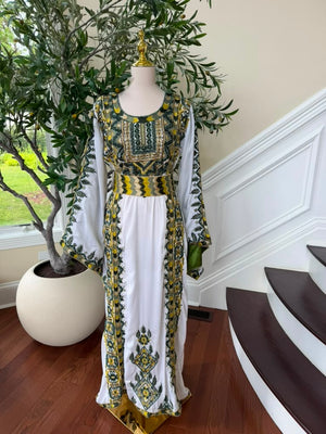 White Embroidery Beaded Thobe