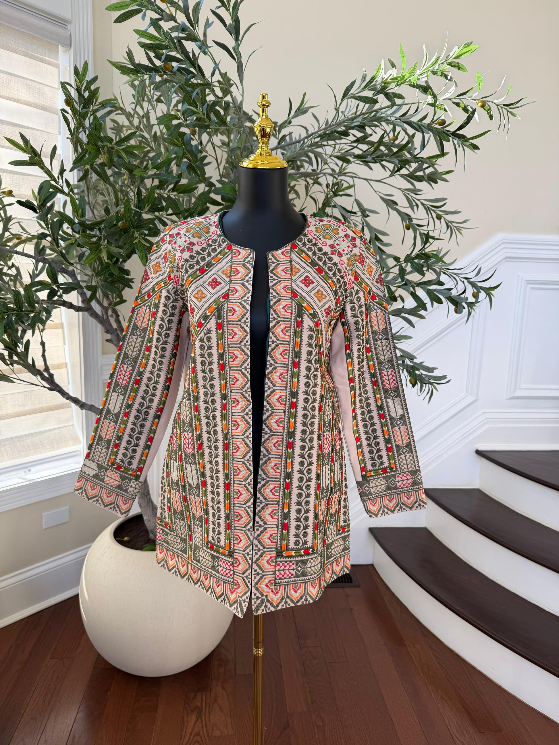 Heritage Bloom Tan Tatreez Jacket