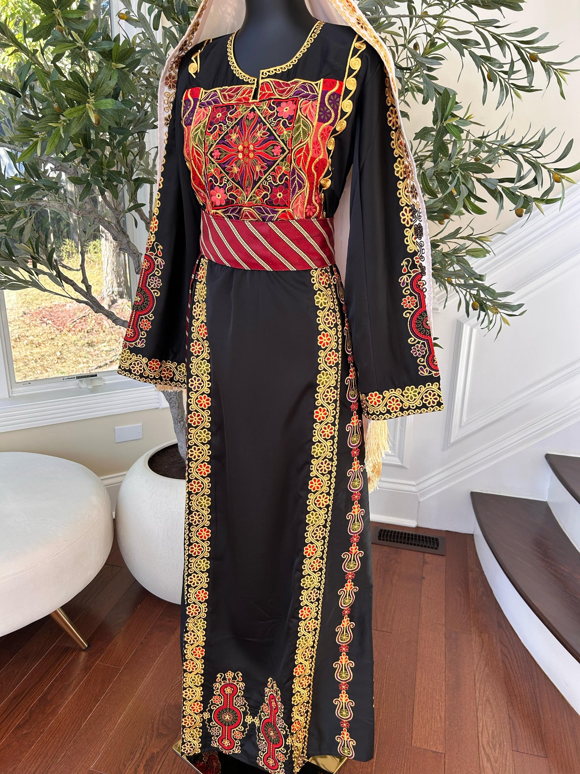 Black Embroidery Tatreez Thobe