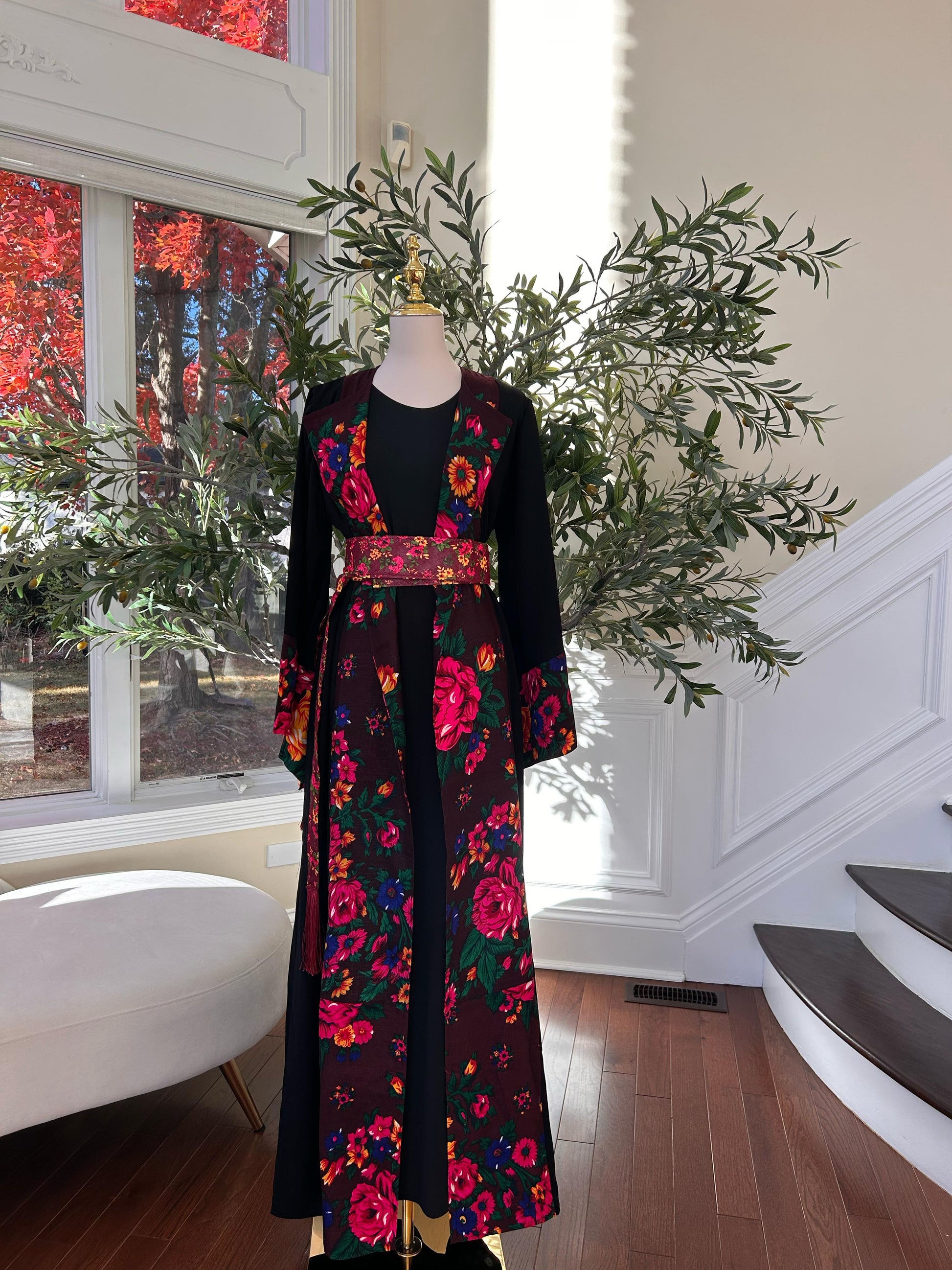 Floral Two Piece Cardigan Thobe