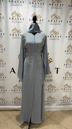 Skyline Shimmer Baby Blue & Silver Abaya