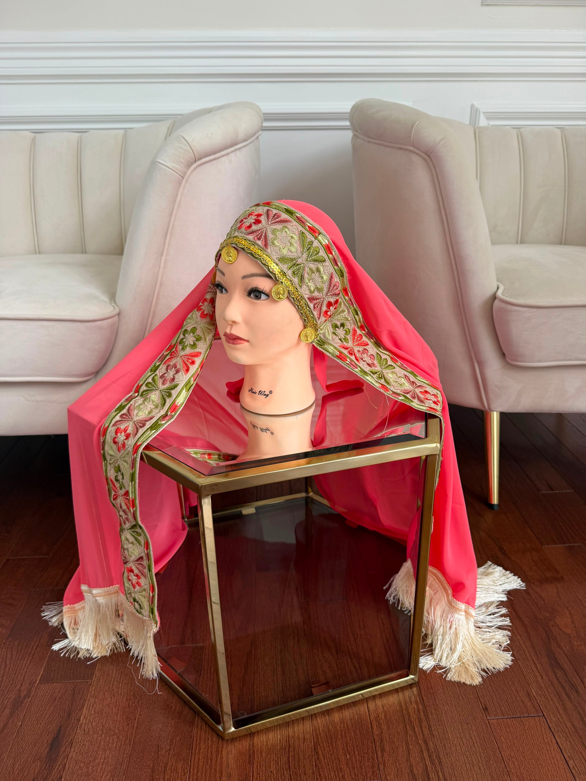 Pink Embroidery Elegance Khirka Shal