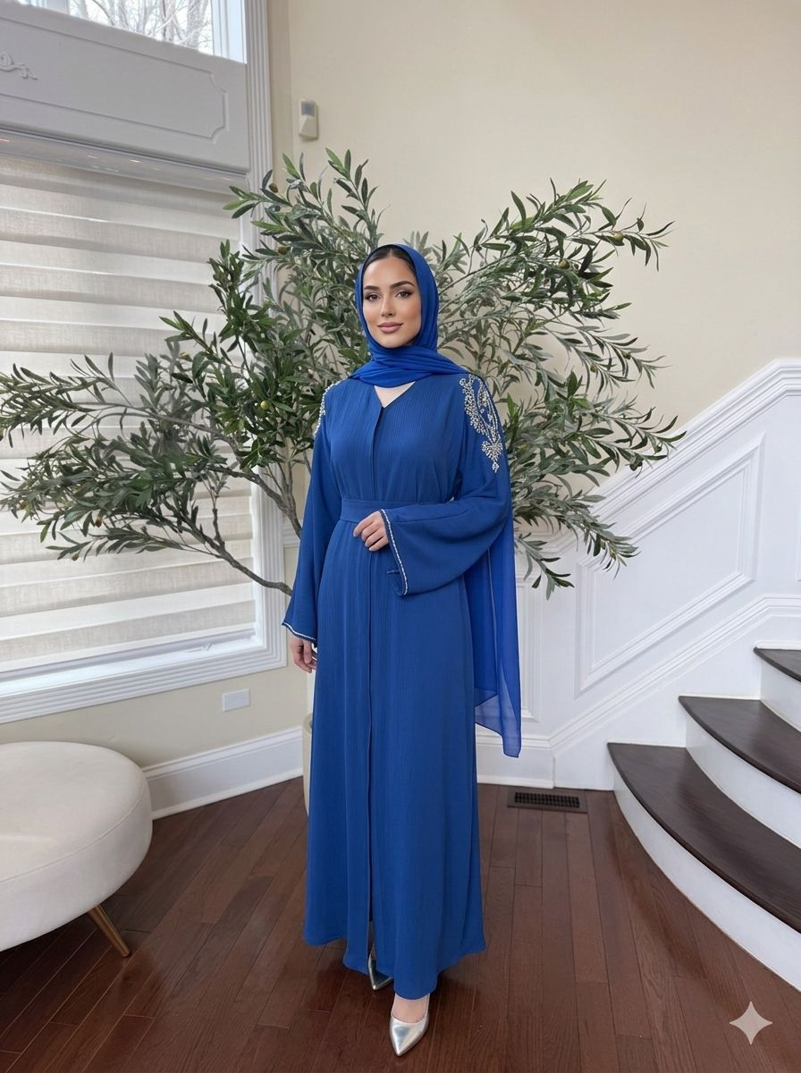 Blue Sleeve Charm Essence Abaya